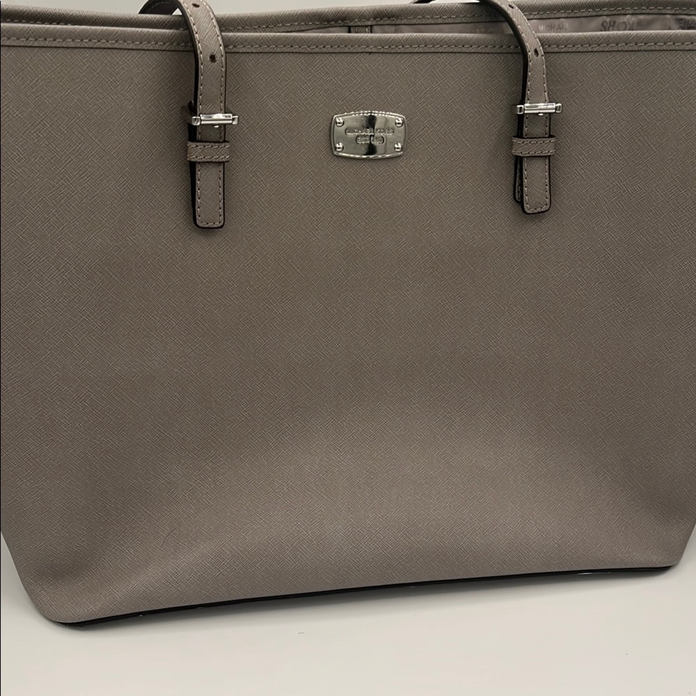 Michael Kors Gray Structured Tote Bag with Metallic Hardware
